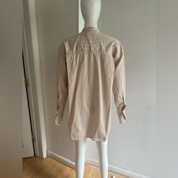 Scanlan Theodore Shirt Striped Beige White Long Sleeve Button Down US 4 - Picture 3 of 8